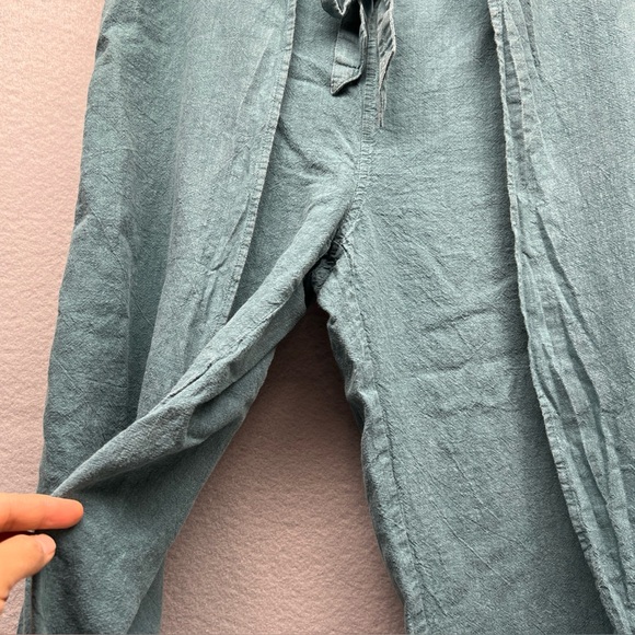 Patagonia Garden Island Cropped Wide Leg Pants Womens M Teal Hemp Blend Boho - Picture 4 of 16